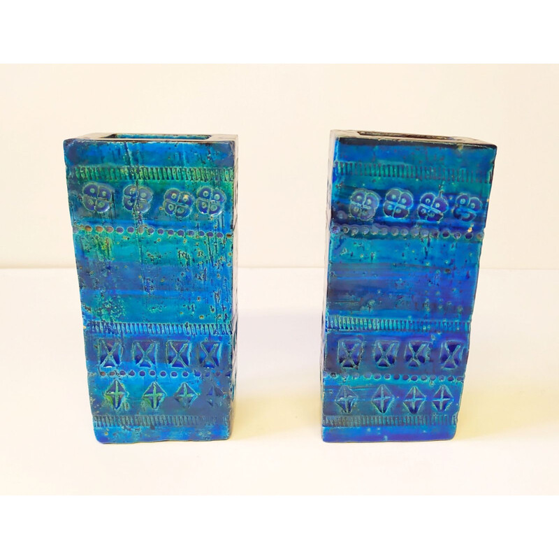 Pair of vintage ceramic vases Bitossi Aldo Londi, Italy 1960