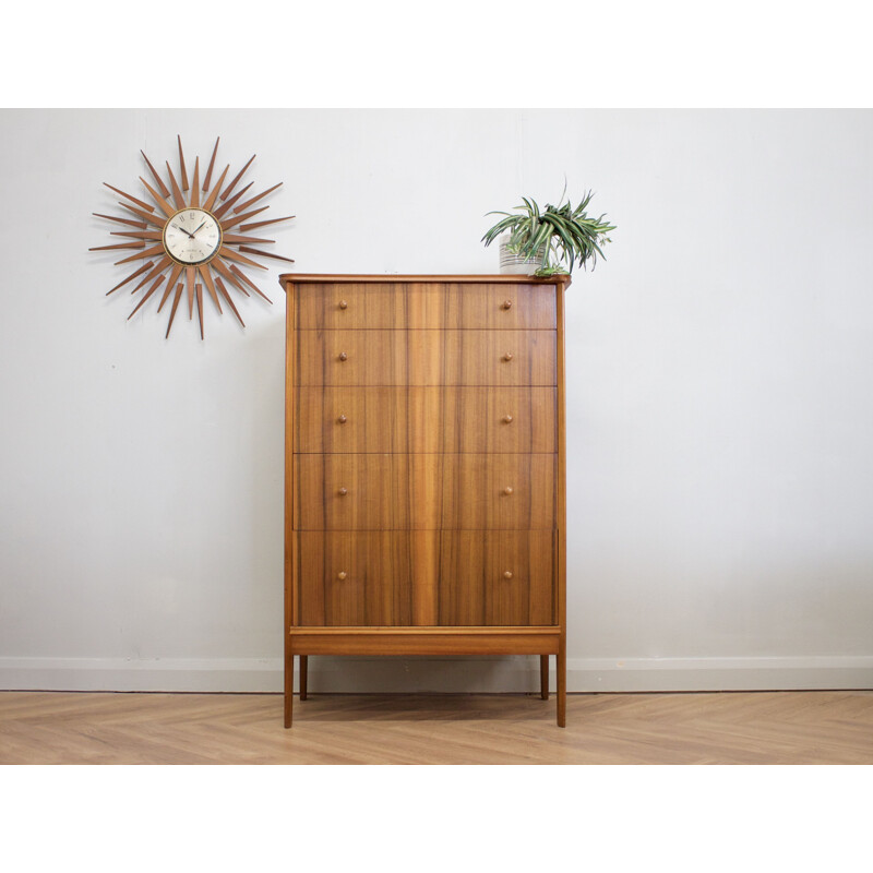 Vintage Teak and Walnut Tallboy Chest of Drawers from Vanson 1960s