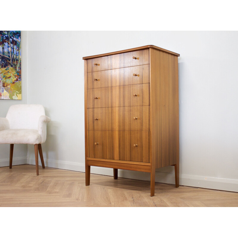 Vintage Teak and Walnut Tallboy Chest of Drawers from Vanson 1960s