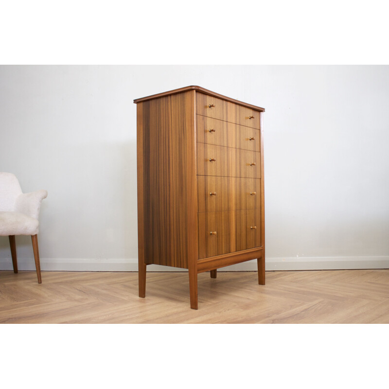 Vintage Teak and Walnut Tallboy Chest of Drawers from Vanson 1960s