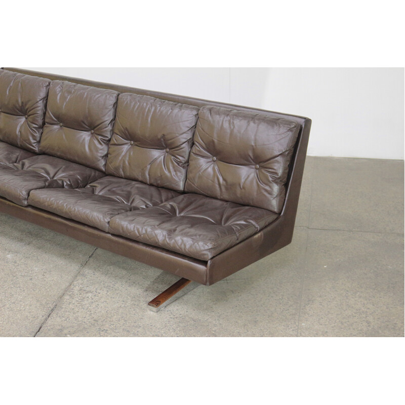 Vintage brown leather sofa, Norway 1960