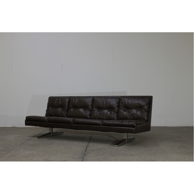 Vintage brown leather sofa, Norway 1960