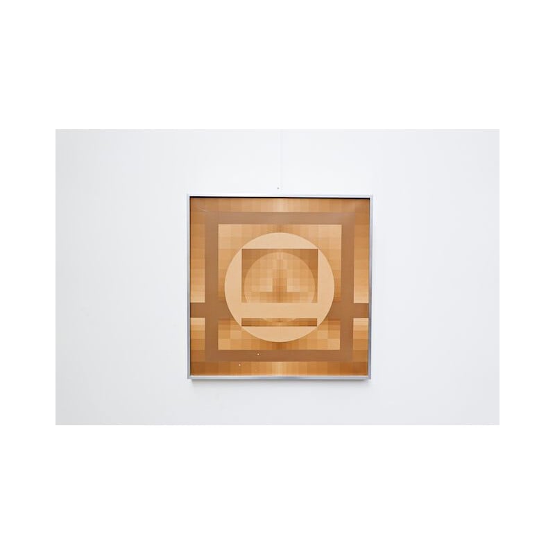 Oil on canvas vintage "geometric composition" by Georges vaxelaire, 1975