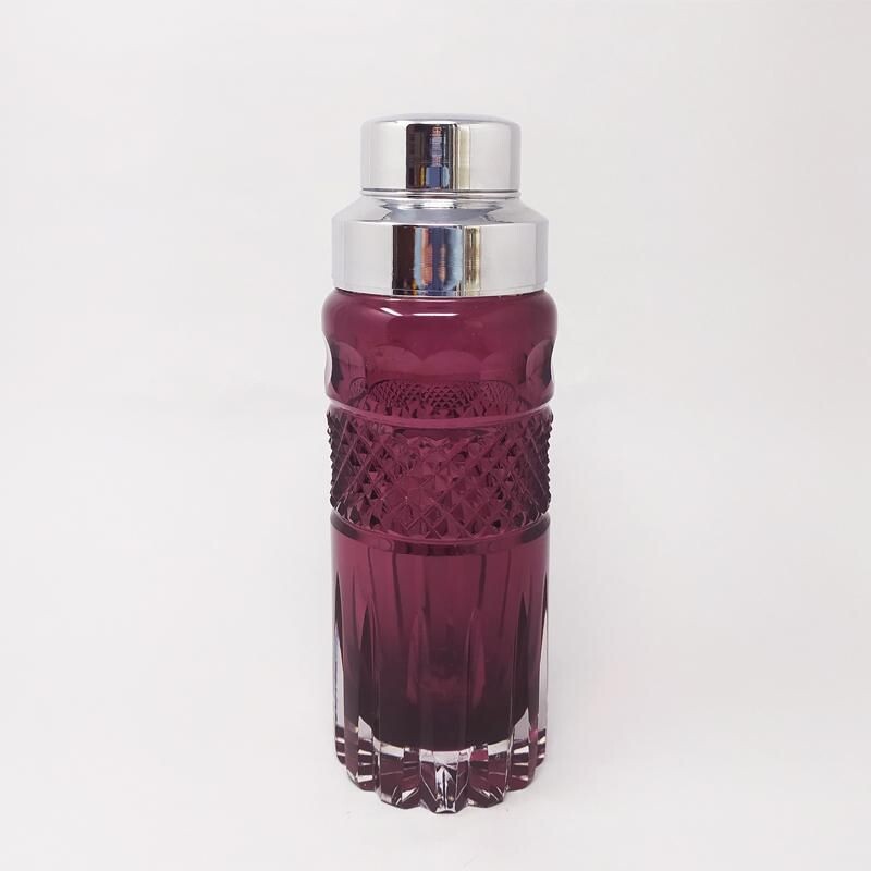 Vintage Purple Bohemian Cut Glass Cocktail Shaker, Italy 1960s