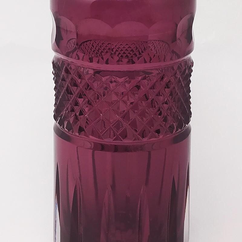 Vintage Purple Bohemian Cut Glass Cocktail Shaker, Italy 1960s