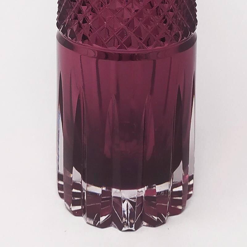 Shaker vintage en verre taillé de Bohème pourpre, Italie 1960