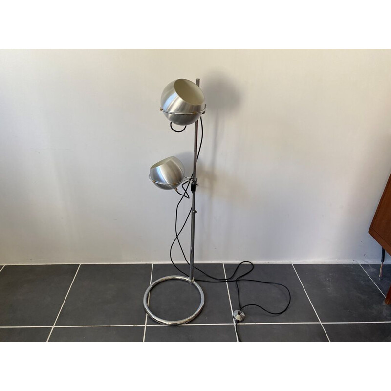 Vintage chrome eye ball floor lamp by Goffredo Reggiani 1970s