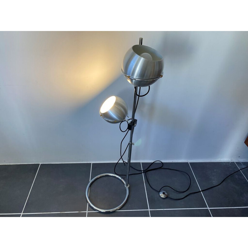 Vintage chrome eye ball floor lamp by Goffredo Reggiani 1970s