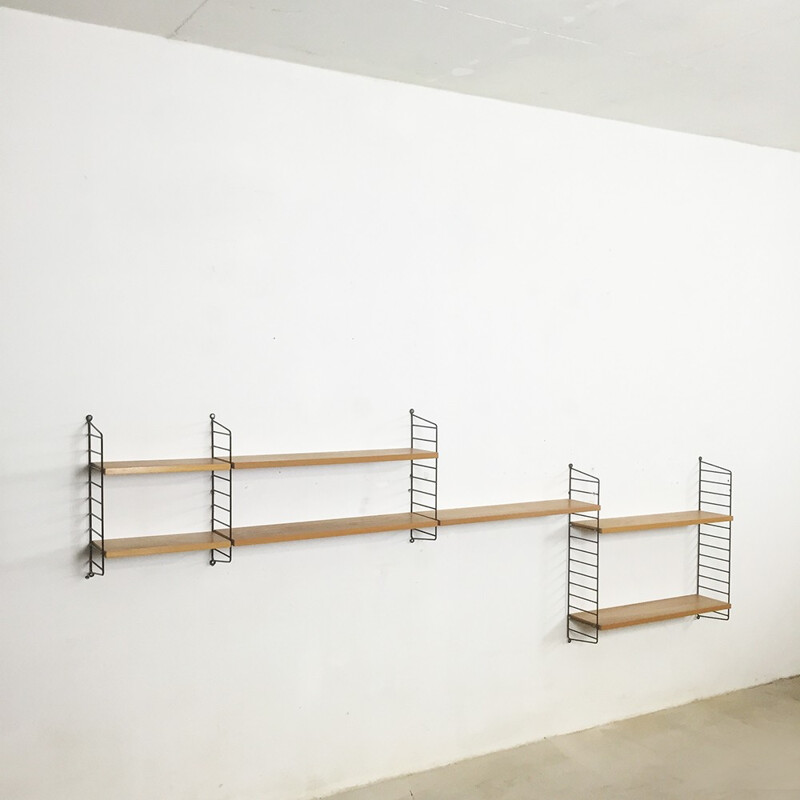 Scandinavian shelving system in elm wood, Nisse STRINNING - 1950s