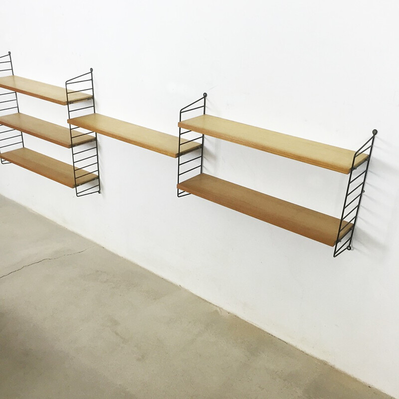 String Furniture wall unit in ashwood and metal, Nisse STRINNING - 1950s