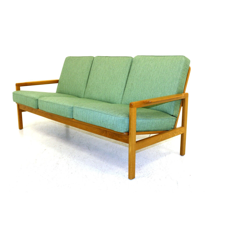 Vintage 3 seater oak sofa, Sweden 1960s