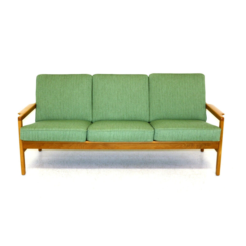 Vintage 3 seater oak sofa, Sweden 1960s