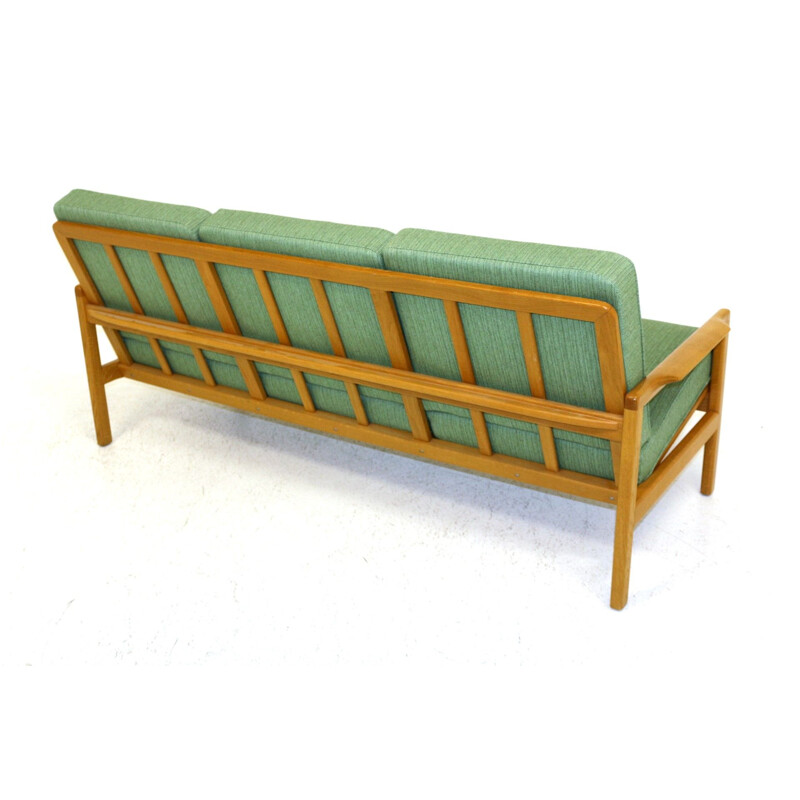 Vintage 3 seater oak sofa, Sweden 1960s