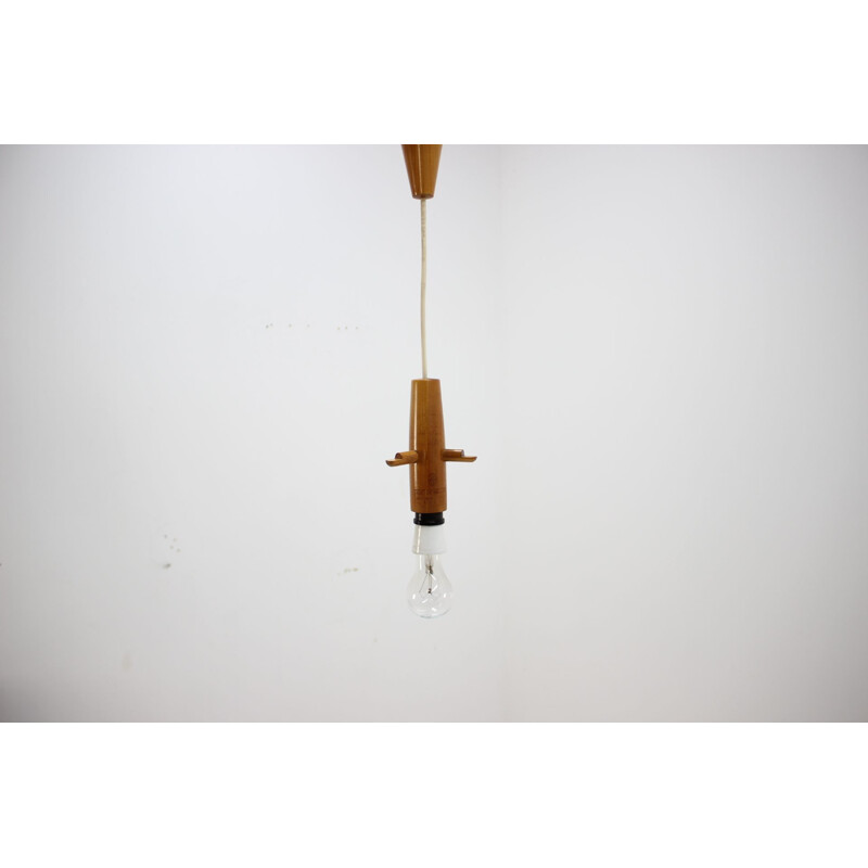 Suspension vintage en bois et verre par ULUV, Tchécoslovaquie 1960