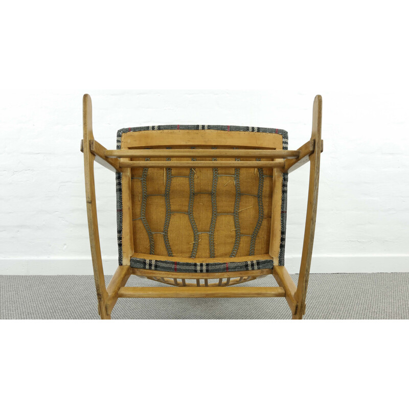 Vintage Rocking Chair ML-33 by Hans J. Wegner with Floral Carvings for Mikael Laursen 1940s