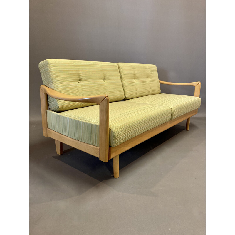 Canapé vintage en hêtre modulable, Scandinave 1950