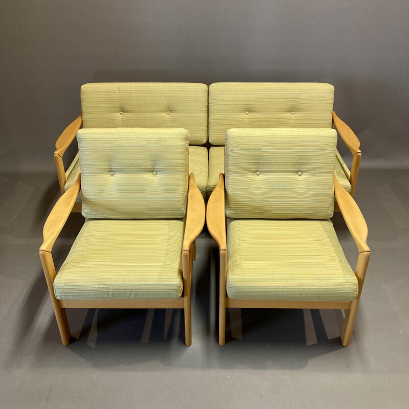 Canapé vintage en hêtre modulable, Scandinave 1950