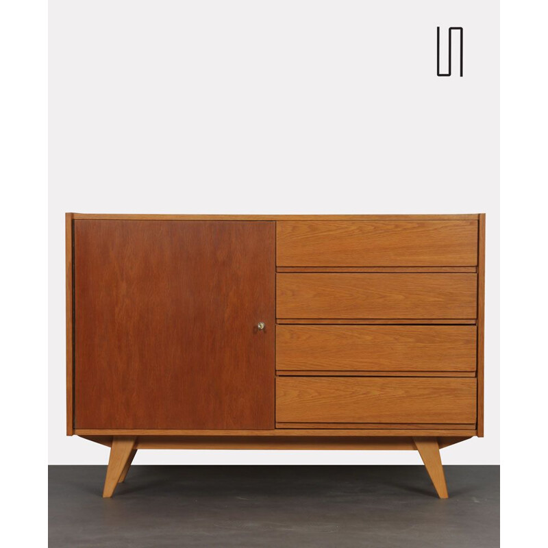 Vintage oak chest of drawers model U-458 by Jiri Jiroutek, Czech Republic 1960s