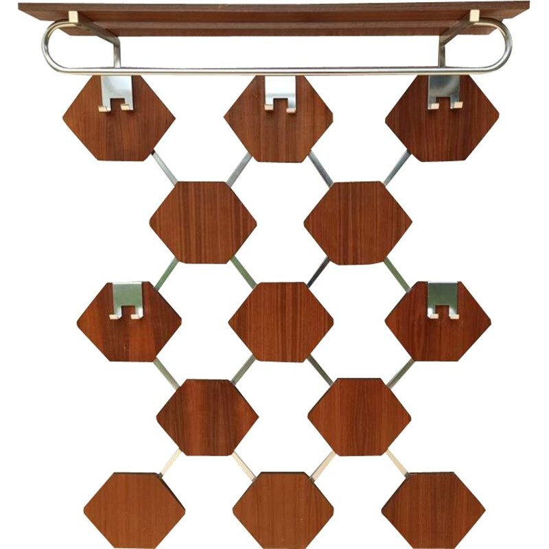 Vintage Aluminum & Rosewood Rack Honeycombs 1970s