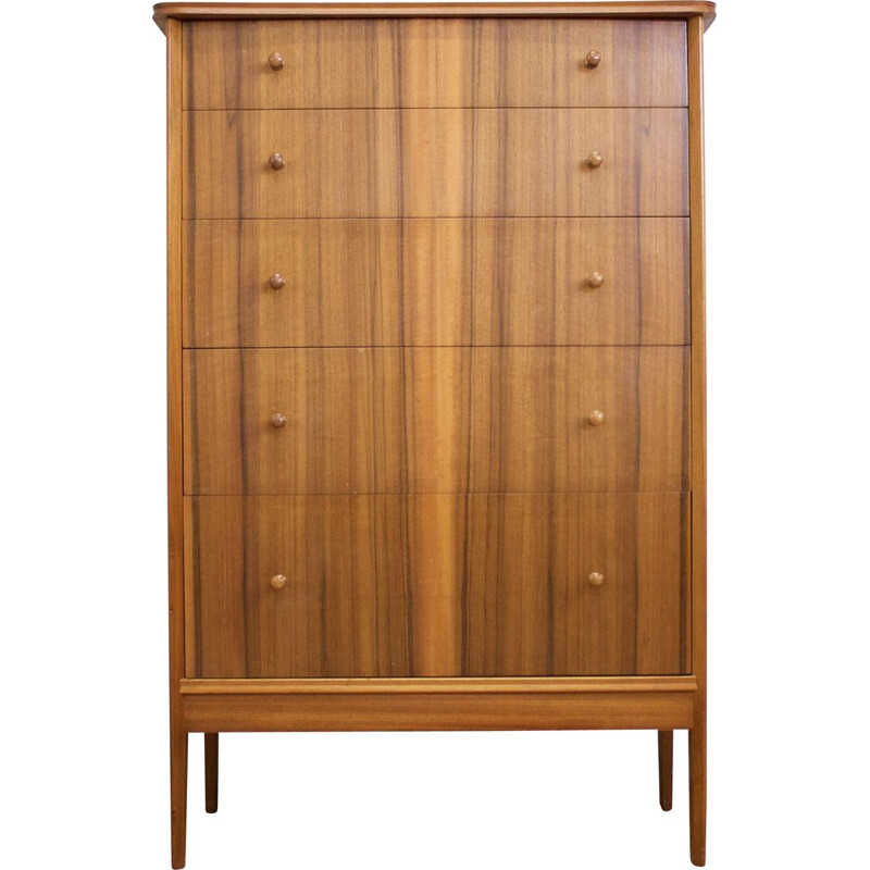 Vintage Teak and Walnut Tallboy Chest of Drawers from Vanson 1960s