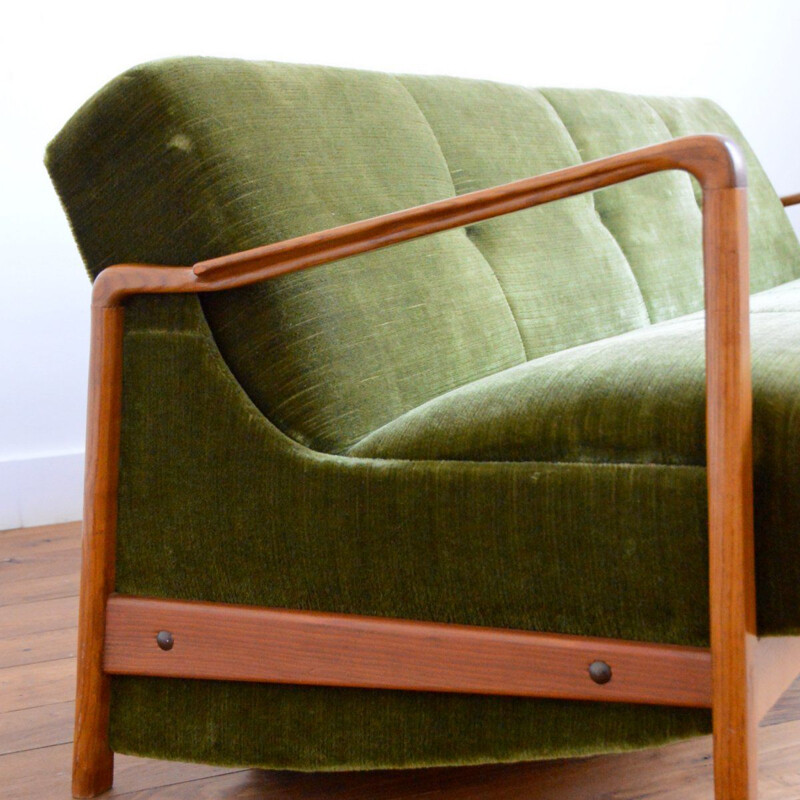 Canapé vintage en teck, Scandinave 1950