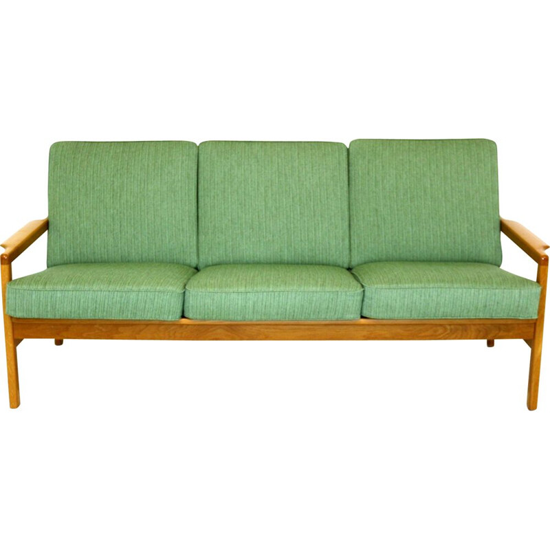 Vintage 3 seater oak sofa, Sweden 1960s