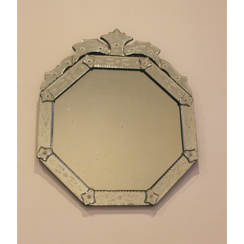 Vintage achthoekige Venetiaanse spiegel