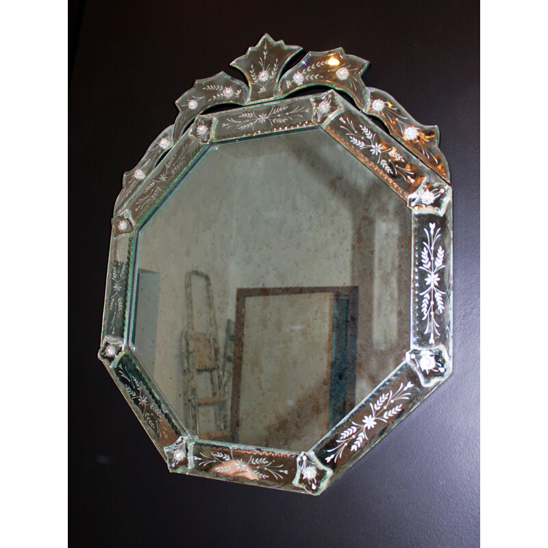 Miroir vintage vénitien octogonal