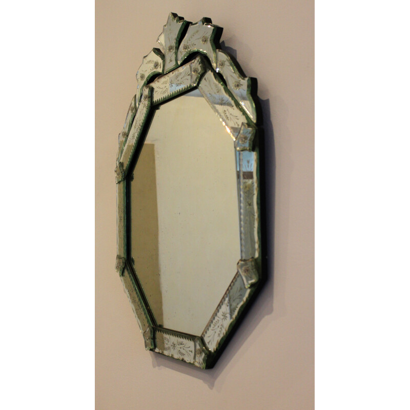 Vintage achthoekige Venetiaanse spiegel