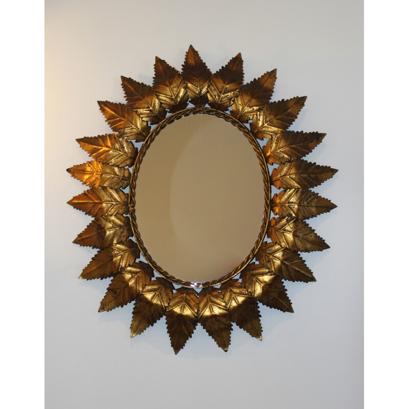 Vintage oval sun mirror