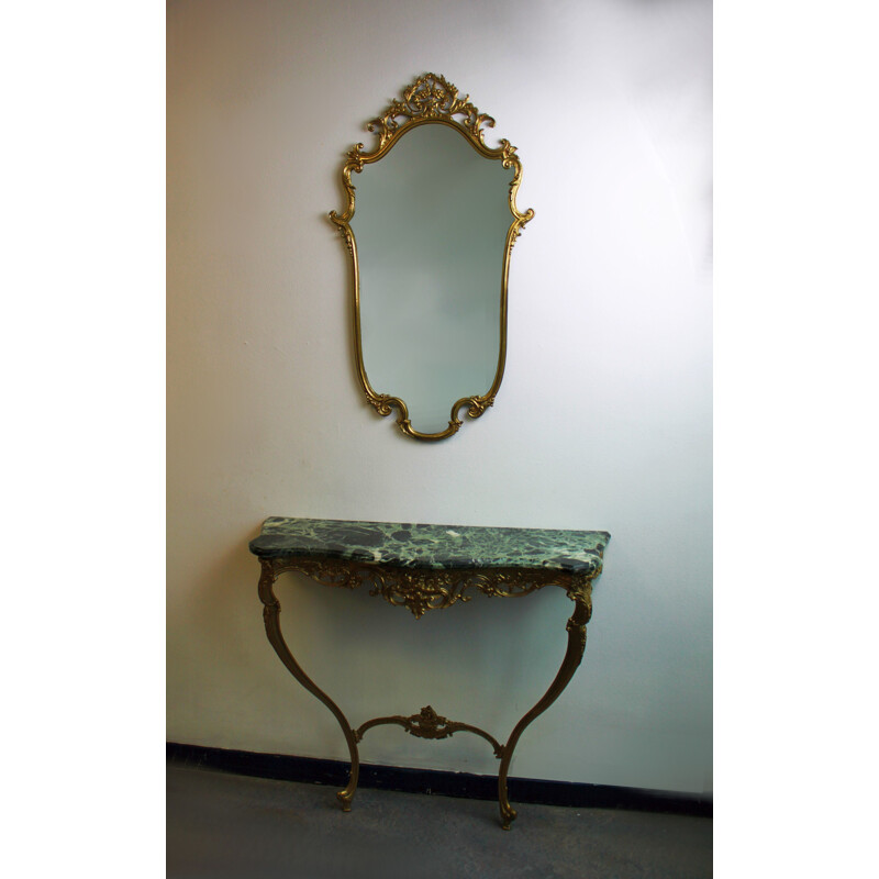 Consolle vintage con specchio in bronzo