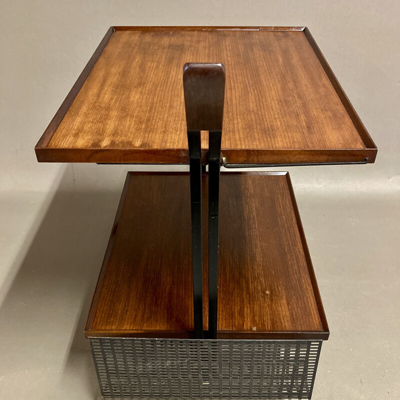 Vintage teak trolley with wheels, Scandinavian 1960