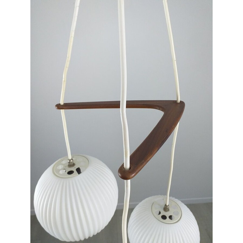 Vintage teak Boomerang chandelier by Philips, Scandinavian 1960