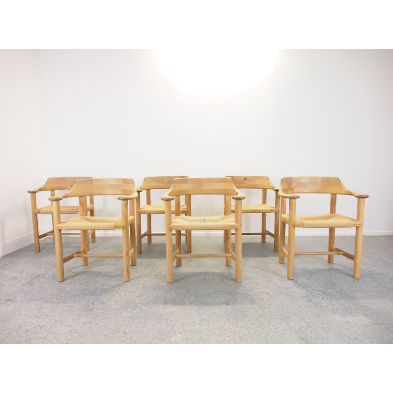 Set of 6 vintage pine chairs by Rainier Daumiller