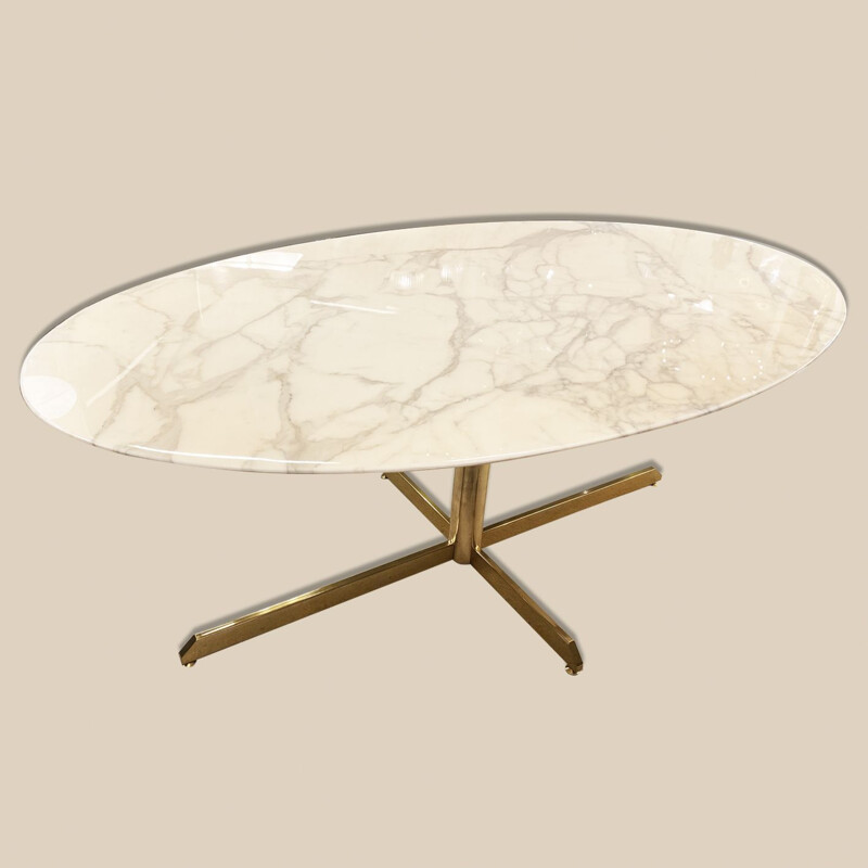 Table vintage ovale en marbre de Florence Knoll pour Roche Bobois 1960