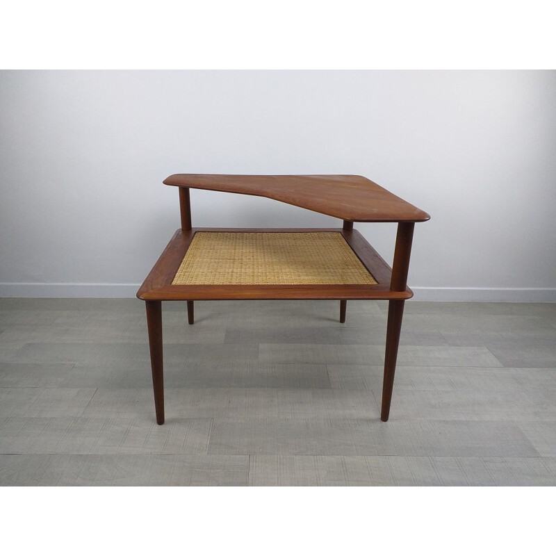 Vintage Minerva teak corner coffee table by Peter Hvidt, Scandinavian 1960s