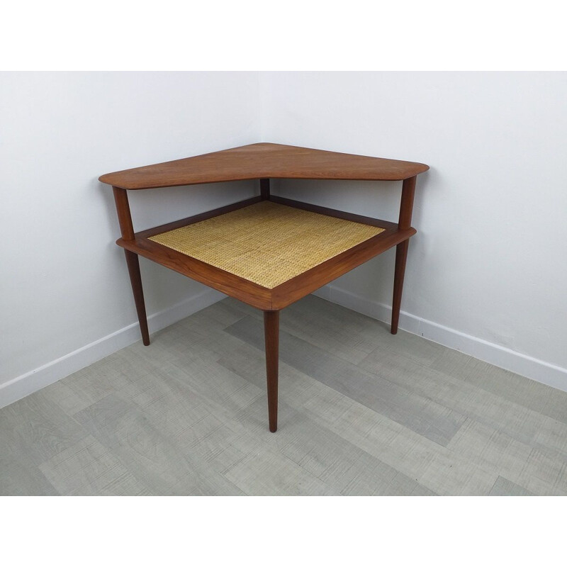 Vintage Minerva teak corner coffee table by Peter Hvidt, Scandinavian 1960s