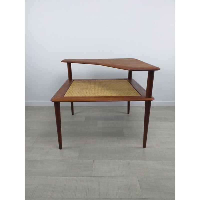 Vintage Minerva teak corner coffee table by Peter Hvidt, Scandinavian 1960s
