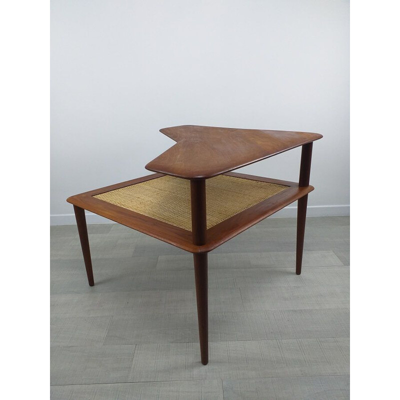 Vintage Minerva teak corner coffee table by Peter Hvidt, Scandinavian 1960s