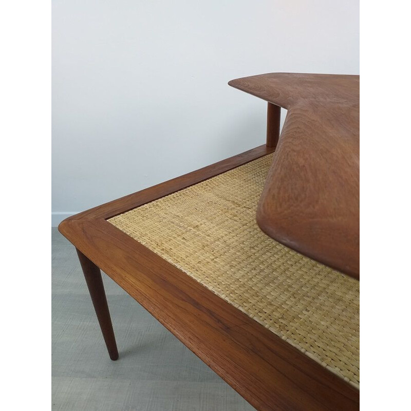 Vintage Minerva teak corner coffee table by Peter Hvidt, Scandinavian 1960s