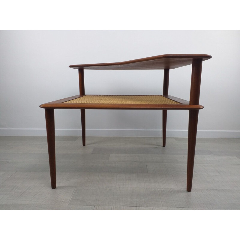 Vintage Minerva teak corner coffee table by Peter Hvidt, Scandinavian 1960s