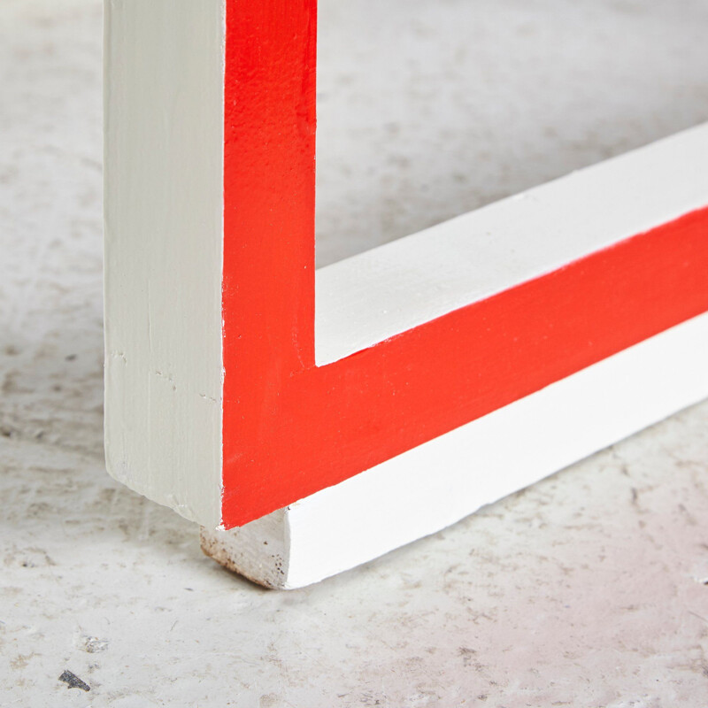 Sillón y mesa vintage Bauhaus en rojo y blanco