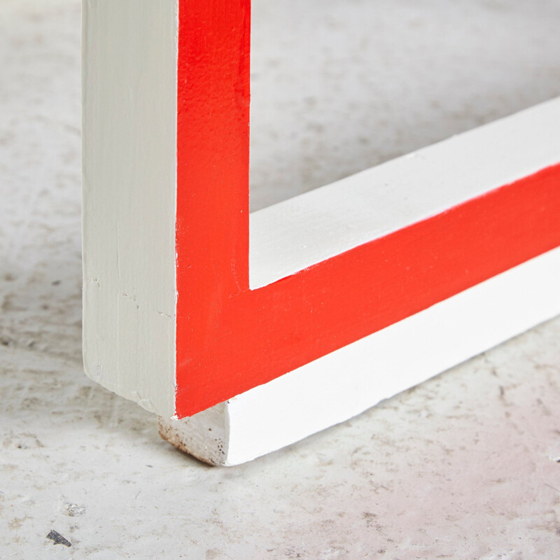 Vintage Red & White Bauhaus Armchair and Table