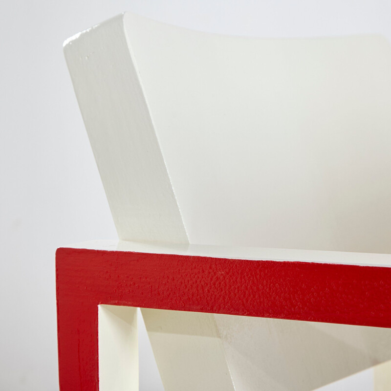 Fauteuil et table vintage Bauhaus rouge et blanc