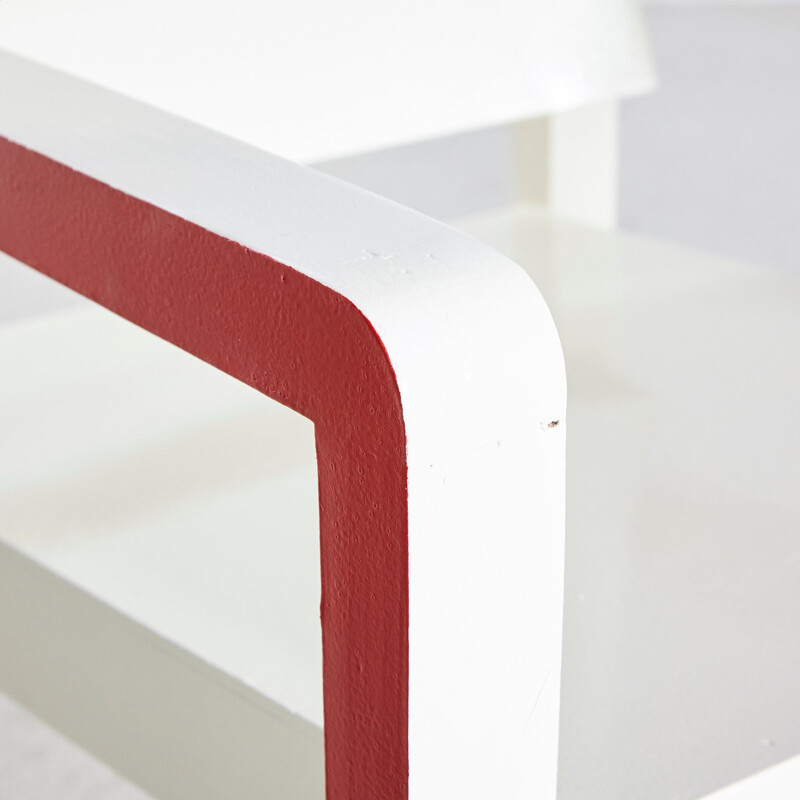 Cadeirão e mesa Bauhaus vermelho e branco