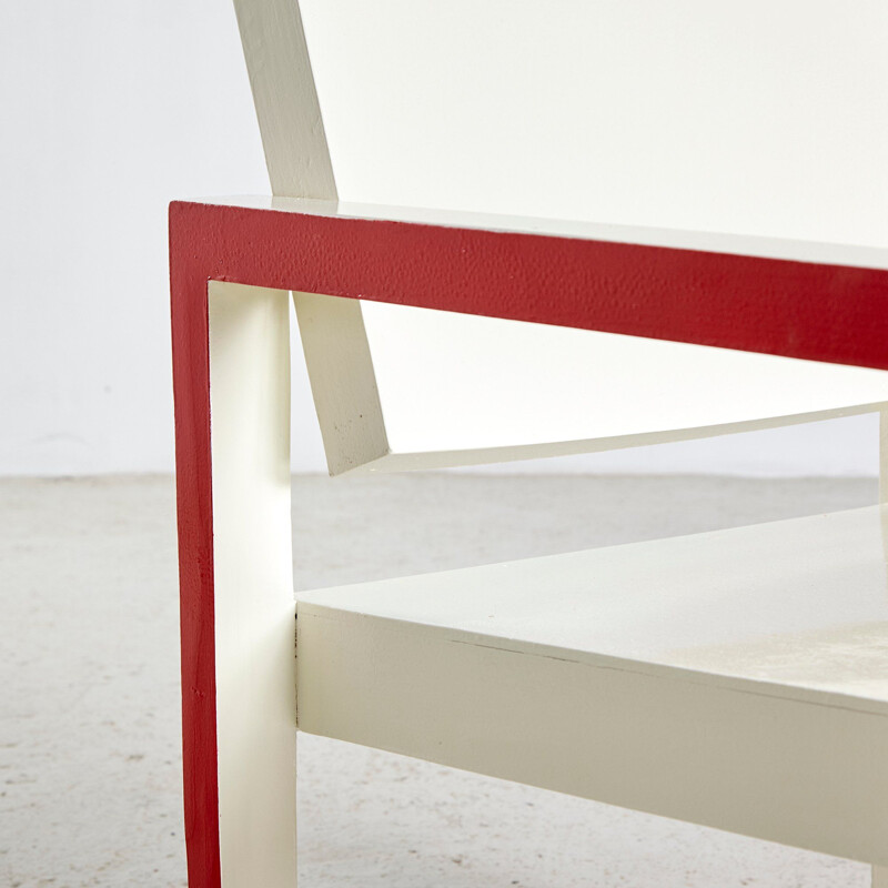 Vintage Bauhaus Sessel und Tisch in Rot und Weiß