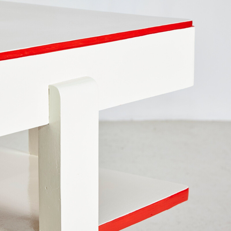 Cadeirão e mesa Bauhaus vermelho e branco