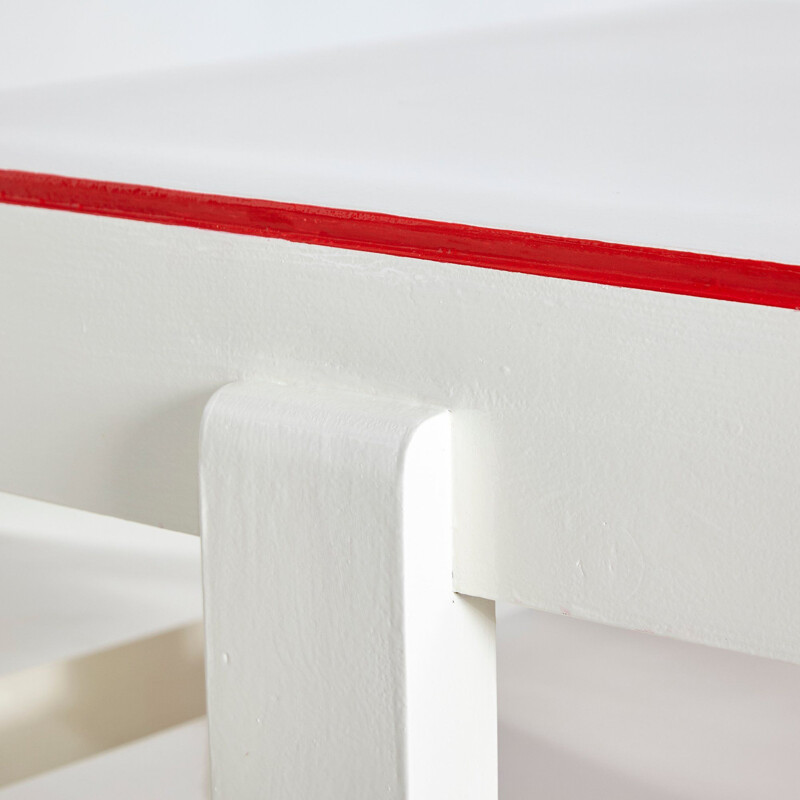 Sillón y mesa vintage Bauhaus en rojo y blanco