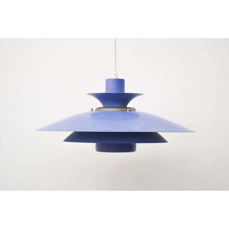 Vintage Capri blue hanging lamp by Jeka Metaltryk 1980s