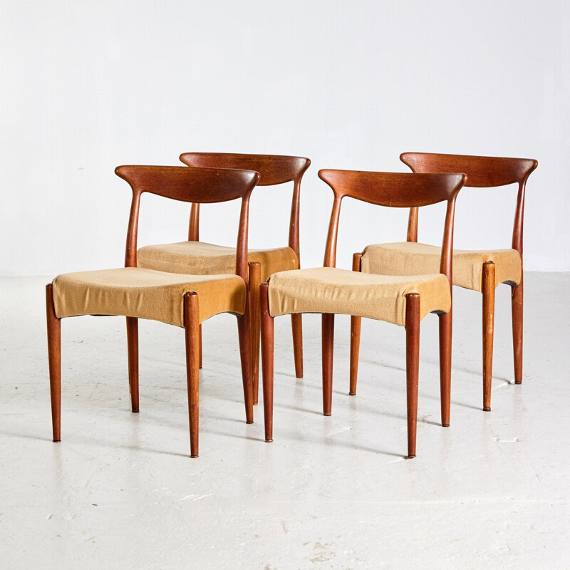Set of 4 vintage Teak Dining Chairs by Arne Olsen Hovmand 1960s